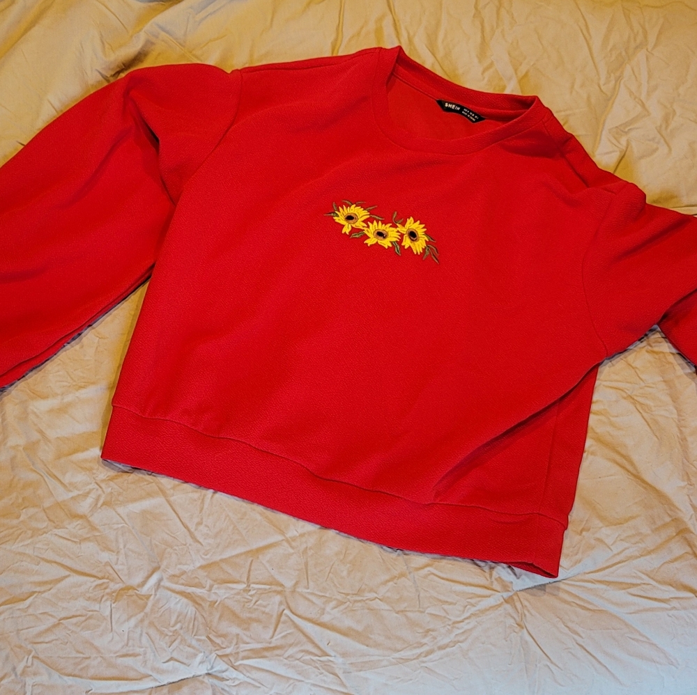 SHEIN Sunflower Embroidered Pullover